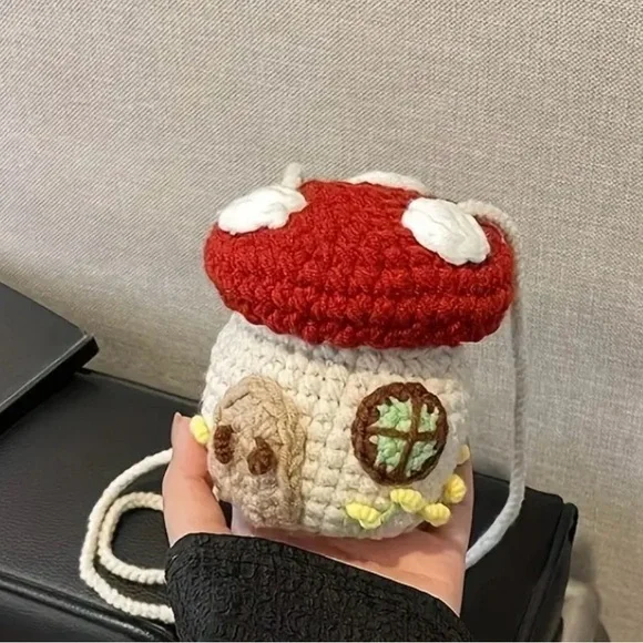 Crochet Mushroom Bag with Red Cap, NWOT - Picture 4 of 9